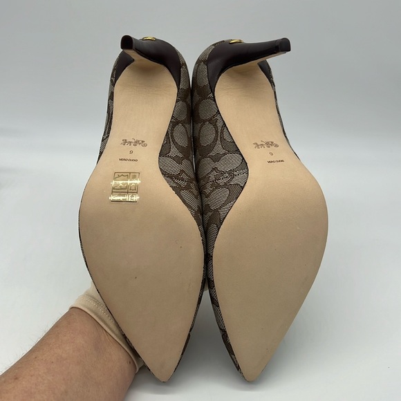 Coach Skyler Monogram Jacquard Pumps Oak Maple - Picture 10 of 15